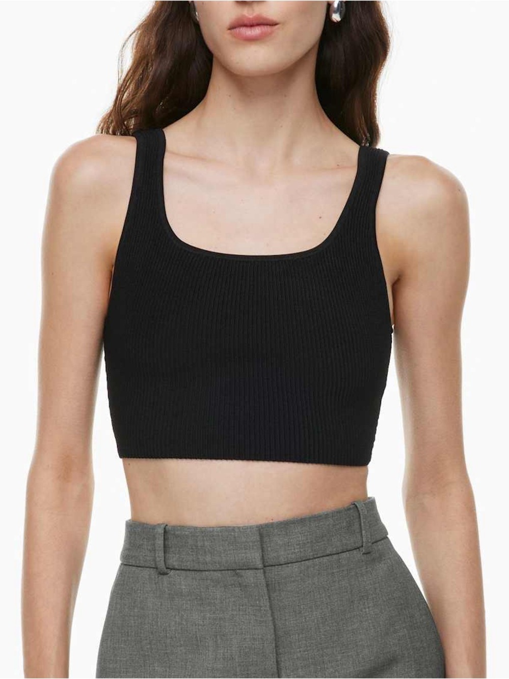 Aritzia Babaton Sculpt Knit Square Neck Cropped Tank Top